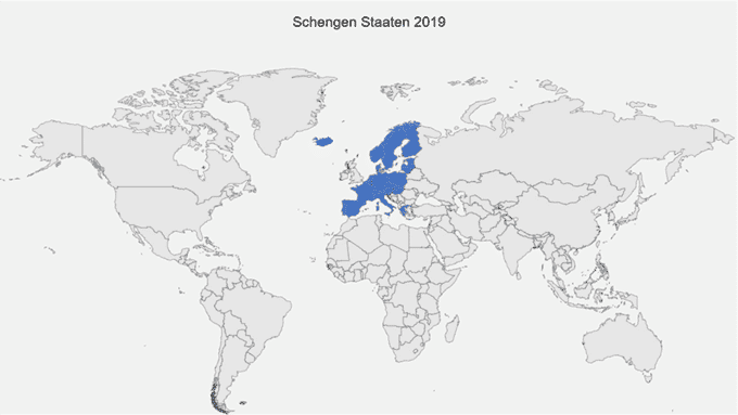 Schengen Staaten Karte